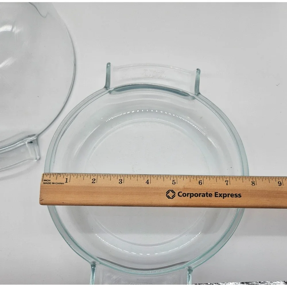 Pyrex de Corning France Pale Blue Glass Round Casserole Dish with Lid 450-K 454L
